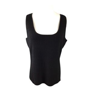 Neiman Marcus 95% Cashmere Black Square-Neck Womens Tank Top XL